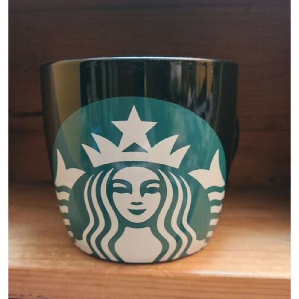STARBUCKS 14 oz Black  Coffee Tea Mug Mermaid Siren Green Logo Ceramic